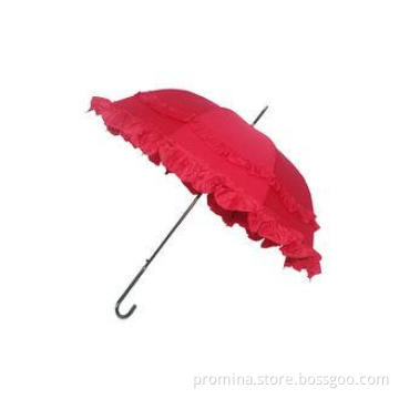 46 Inch Arc Wedding Parasol Umbrellas , Red Straight Automa